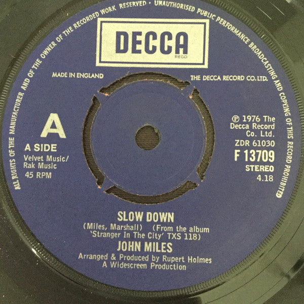 John Miles : Slow Down (7", Com)