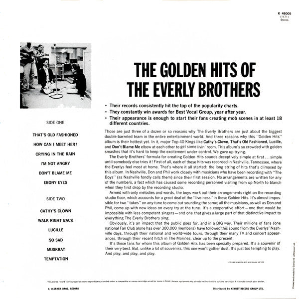 The Everly Brothers* : The Golden Hits Of (LP, Comp, RE, Bur)