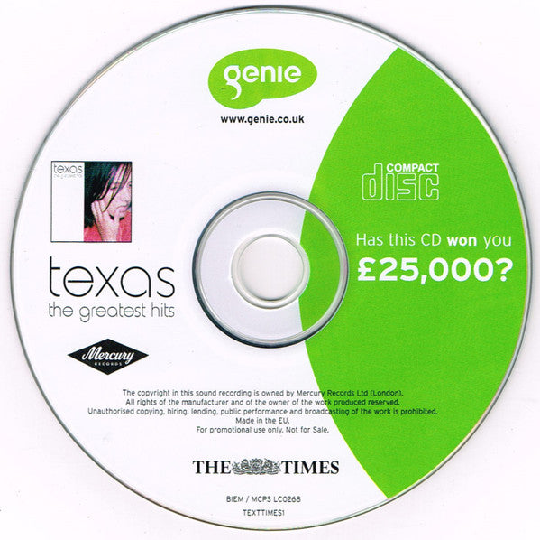 Texas : The Greatest Hits (An Exclusive Preview Of The Forthcoming Album) (CD, Enh, Promo, Smplr)