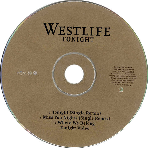 Westlife : Tonight (CD, Single, Enh)