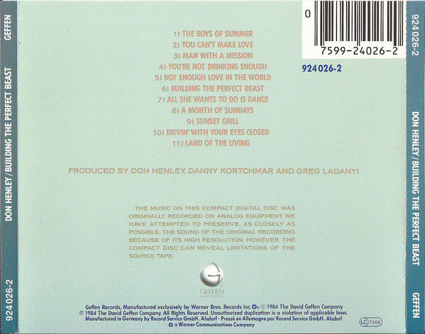 Don Henley : Building The Perfect Beast (CD, Album, RE)