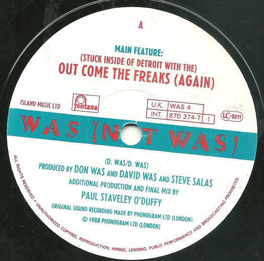 Was (Not Was) : Out Come The Freaks (7", Single)