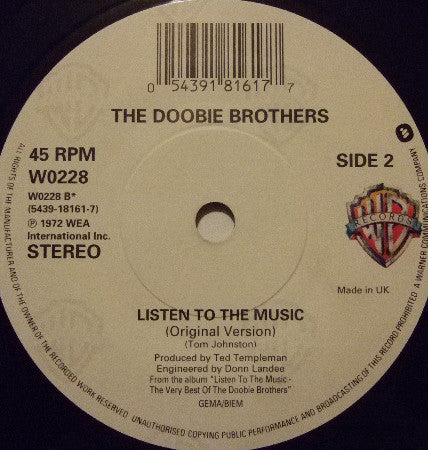 The Doobie Brothers : Listen To The Music (7", Single)