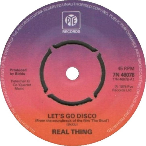 The Real Thing : Let's Go Disco (7", Single, Pus)