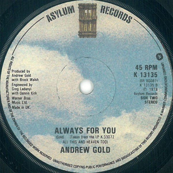 Andrew Gold : Thank You For Being A Friend (7", Single)