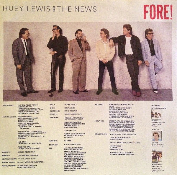 Huey Lewis & The News : Fore! (LP, Album, Ext)