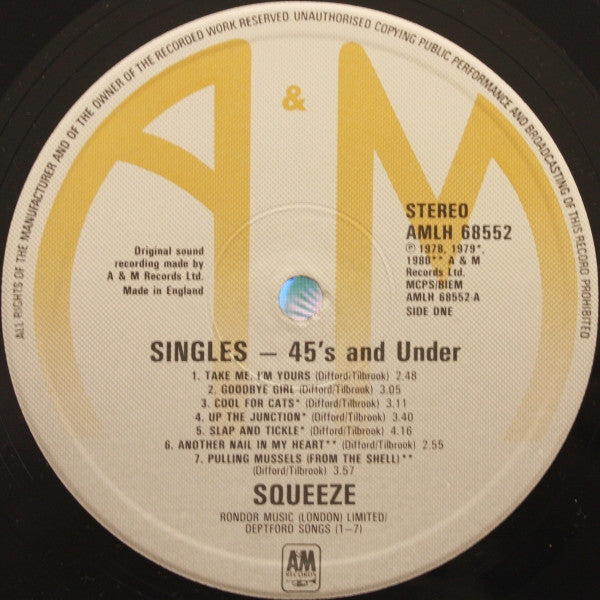 Squeeze (2) : Singles - 45's And Under (LP, Comp)