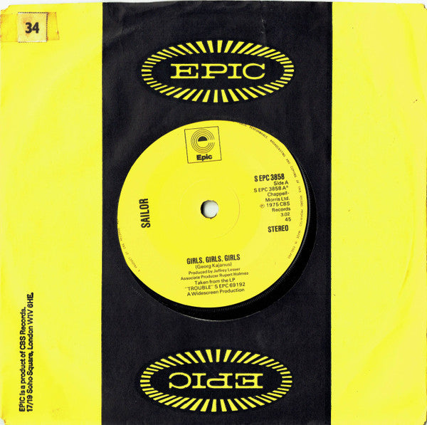 Sailor : Girls, Girls, Girls (7", Single, Sol)