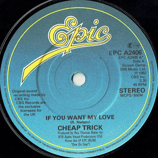 Cheap Trick : If You Want My Love (7", Single, Pap)