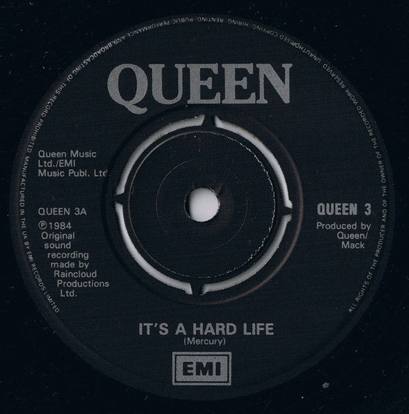 Queen : It's A Hard Life (7", Single, Bla)