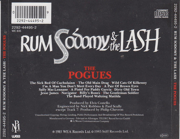 The Pogues : Rum, Sodomy & The Lash (CD, Album, RE)