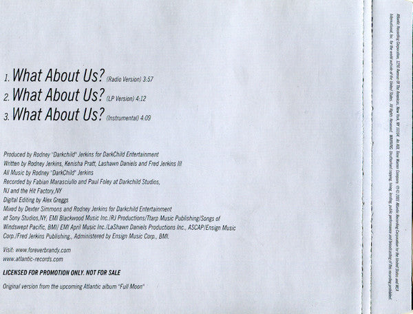 Brandy (2) : What About Us? (CD, Single, Promo)