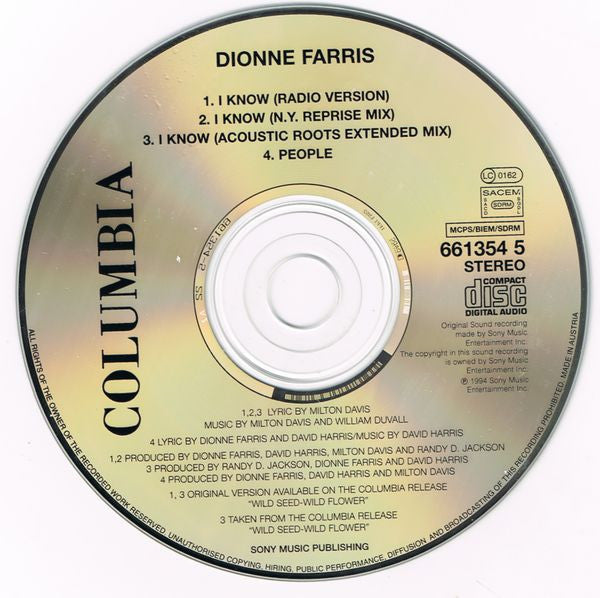 Dionne Farris : I Know (CD, Single)