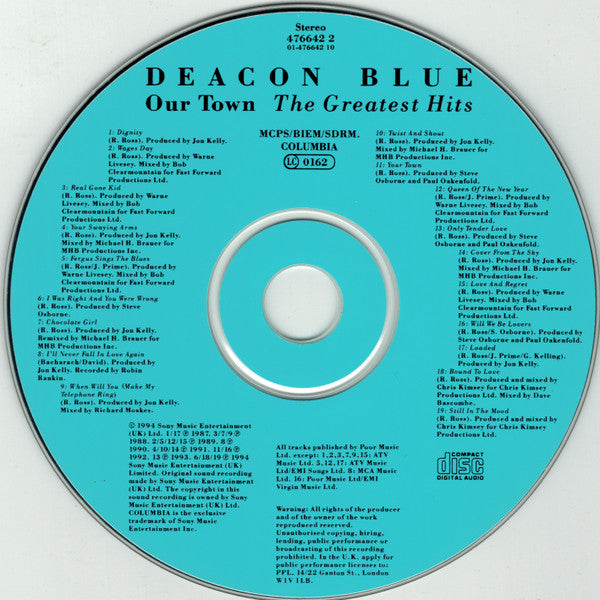 Deacon Blue : Our Town - The Greatest Hits (CD, Comp, RP)