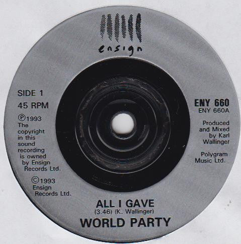 World Party : All I Gave (7", Single)