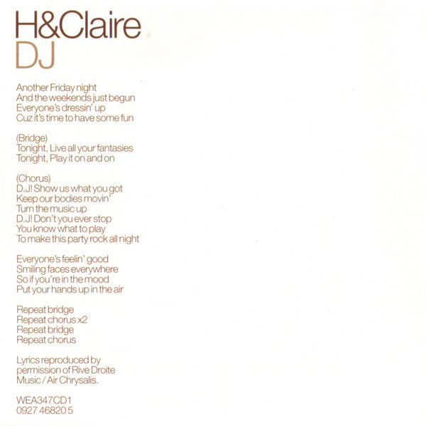 H & Claire : DJ (CD, Single, Enh, CD1)