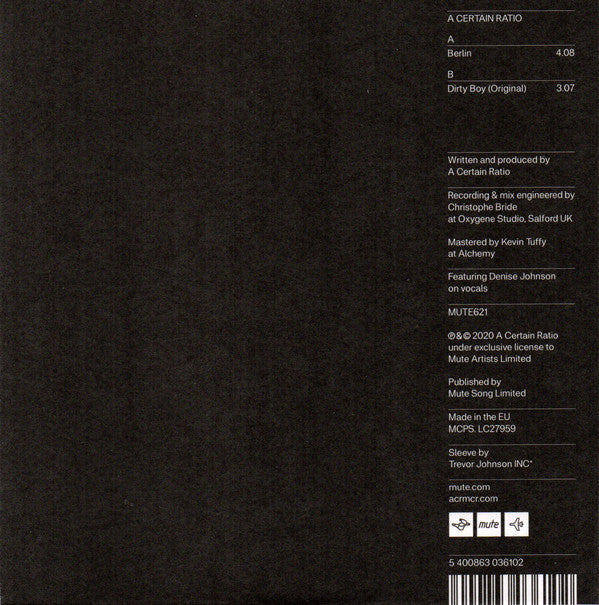 A Certain Ratio : Berlin (7", Single, Ltd, Whi)