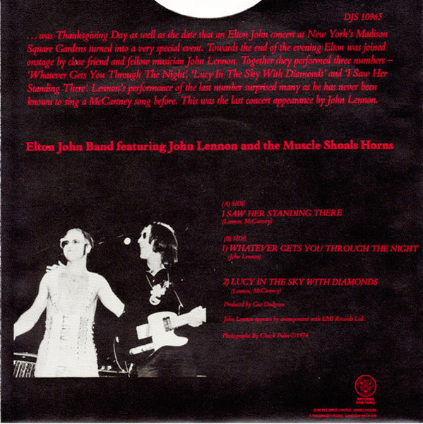 Elton John Band Featuring John Lennon And Muscle Shoals Horns : 28th November 1974... (7", Single)