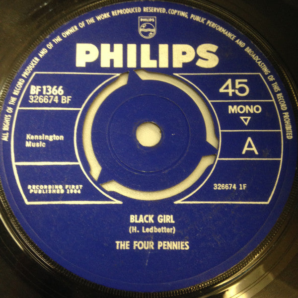 The Four Pennies : Black Girl (7", Single, Mono)