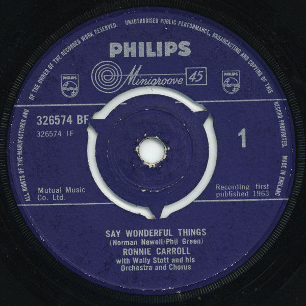 Ronnie Carroll : Say Wonderful Things (7", Single)