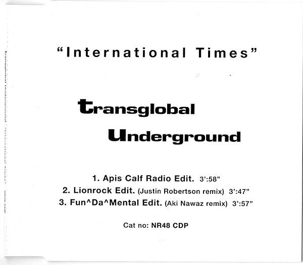 Transglobal Underground : International Times (CD, Single, Promo)