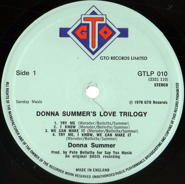 Donna Summer : A Love Trilogy (LP, Album, P/Mixed)