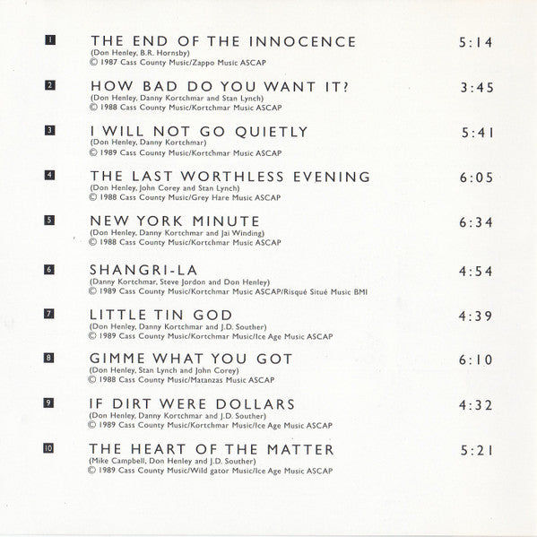 Don Henley : The End Of The Innocence (CD, Album)