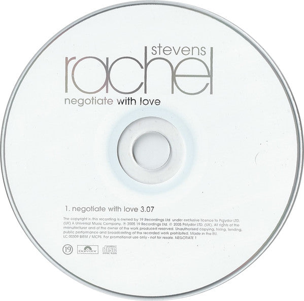 Rachel Stevens : Negotiate With Love (CD, Single, Promo)