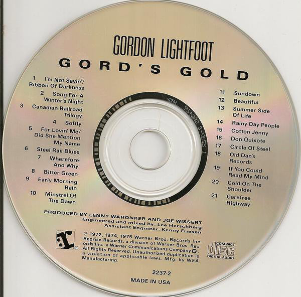 Gordon Lightfoot : Gord's Gold (CD, Comp)