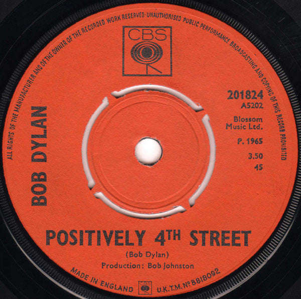 Bob Dylan : Positively 4th Street (7", Single, 4 P)