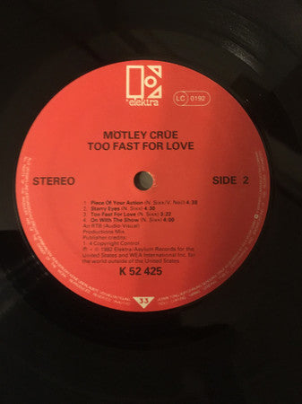 Mötley Crüe : Too Fast For Love (LP, Album)