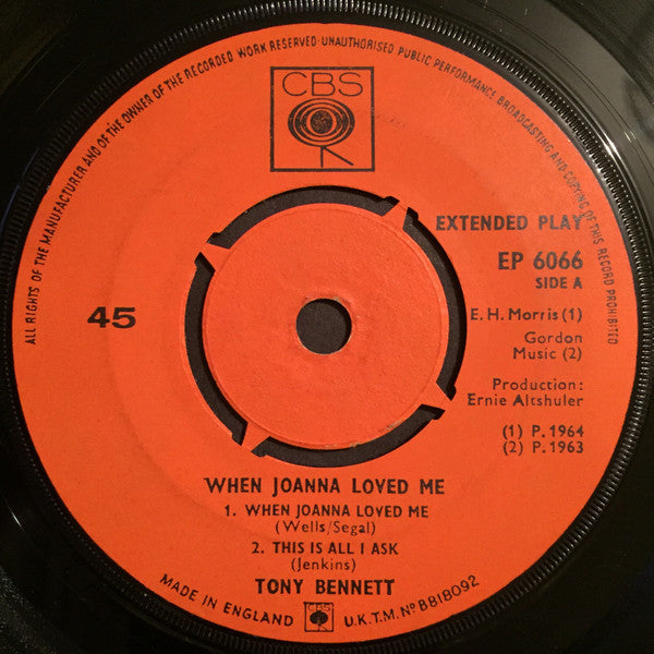 Tony Bennett : When Joanna Loved Me (7", EP, Pus)