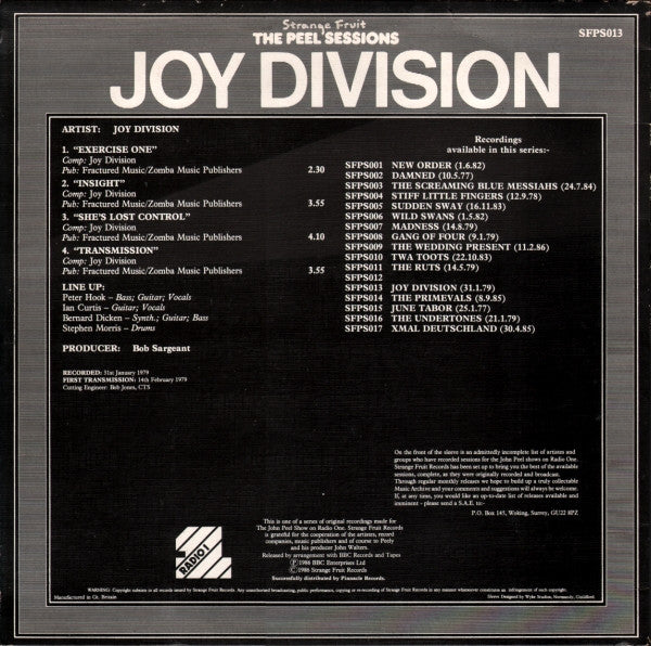 Joy Division : The Peel Sessions (12", EP, Tex)