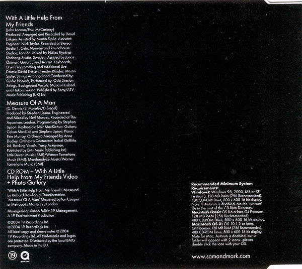 Sam & Mark : With A Little Help From My Friends / Measure Of A Man (CD, Single, Enh)