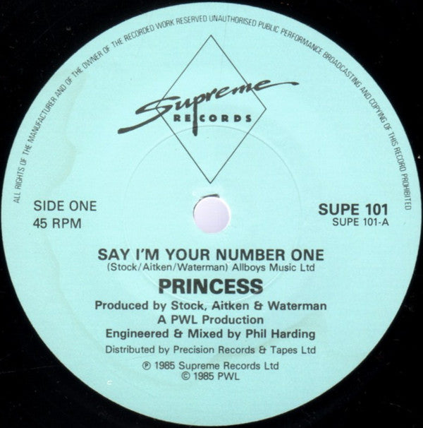Princess : Say I'm Your No. 1 (7", Single)