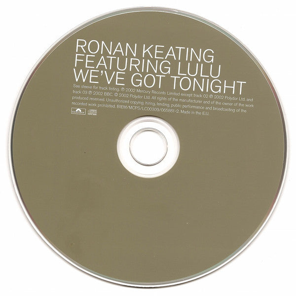 Ronan Keating Featuring Lulu : We've Got Tonight (CD, Single, Enh)