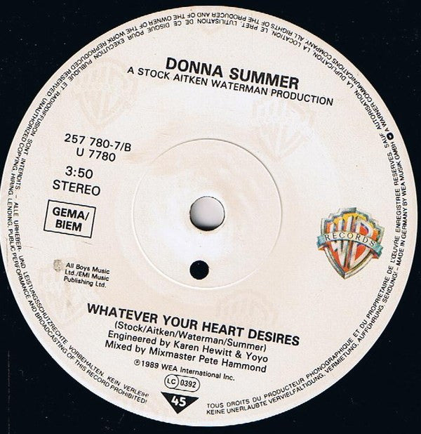 Donna Summer : This Time I Know It's For Real (7", Single, Sol)