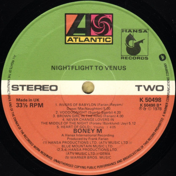 Boney M. : Nightflight To Venus (LP, Album, Ora)