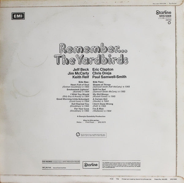 The Yardbirds : Remember... The Yardbirds (LP, Comp, Ele)