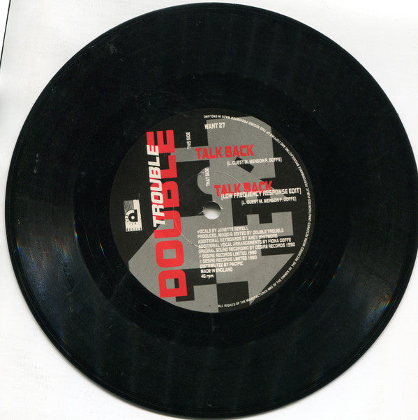 Double Trouble : Talk Back (7")