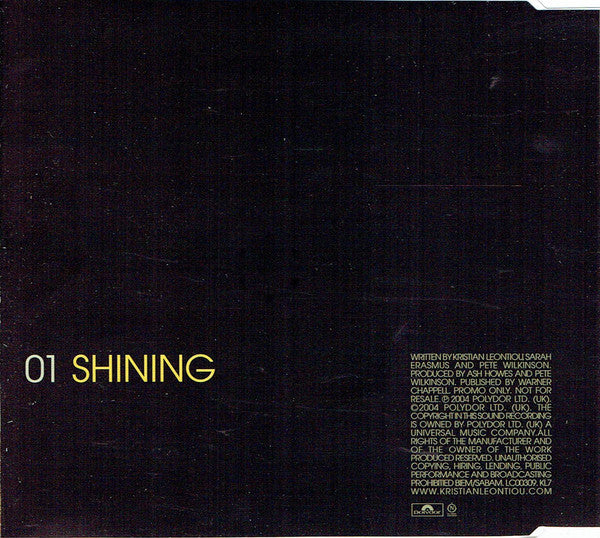 Kristian Leontiou : Shining (CD, Single, Promo)