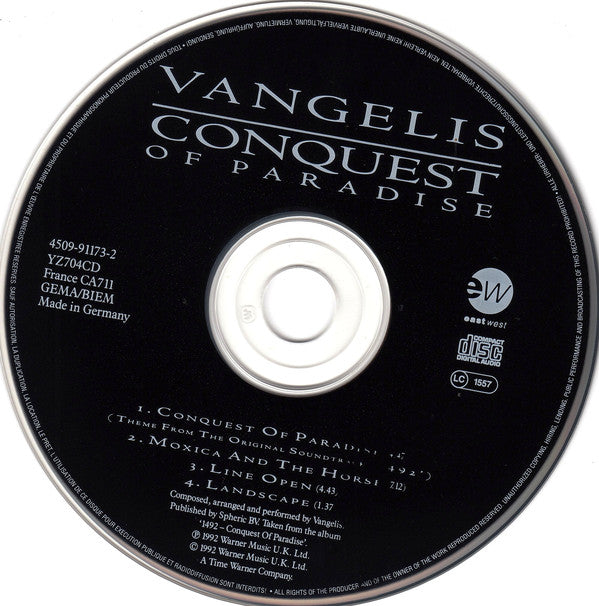 Vangelis : Conquest Of Paradise (CD, Single)