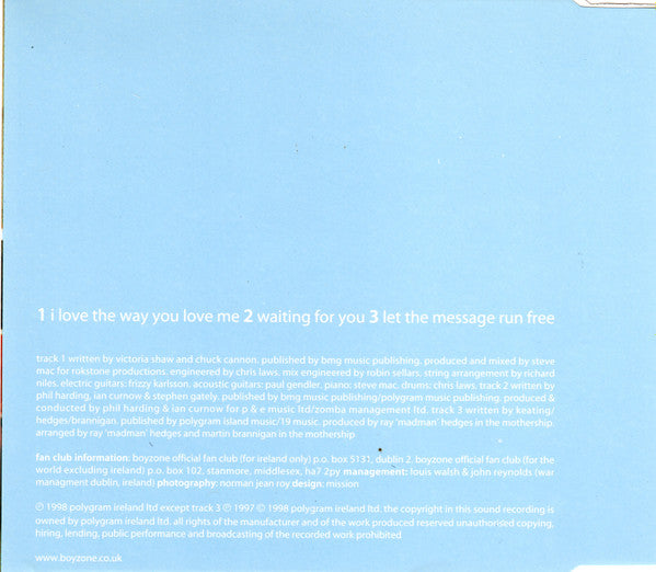 Boyzone : I Love The Way You Love Me (CD, Single)