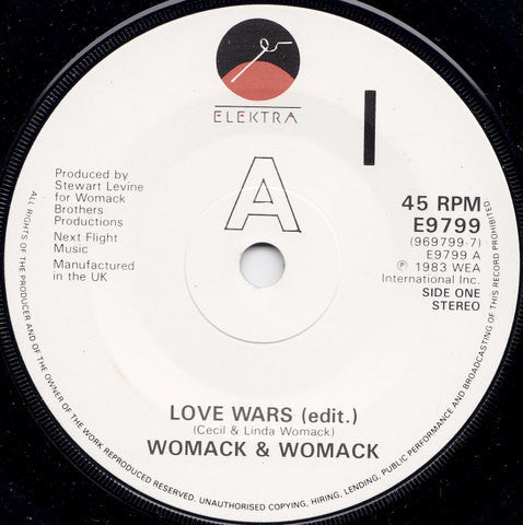 Womack & Womack : Love Wars (7", Single, Dam)