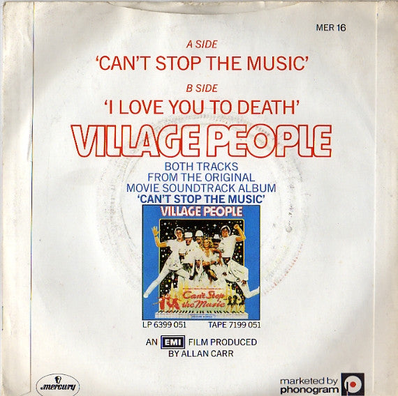 Village People : Can't Stop The Music (7", Single)