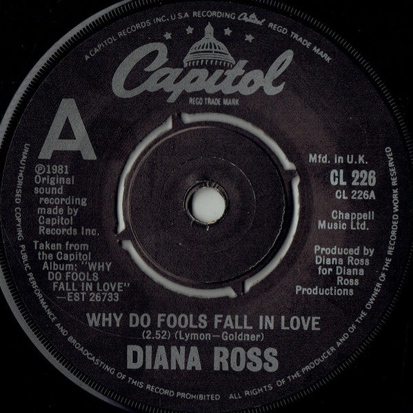 Diana Ross : Why Do Fools Fall In Love (7", Single, Pus)