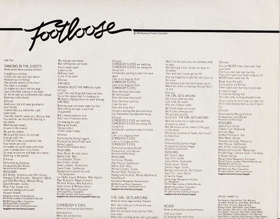 Various : Footloose - Original Soundtrack Of The Paramount Motion Picture (LP)