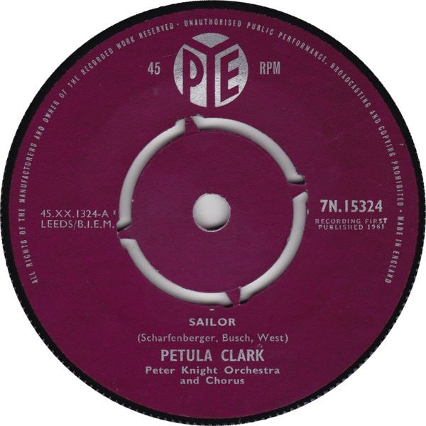 Petula Clark : Sailor (7", Single)