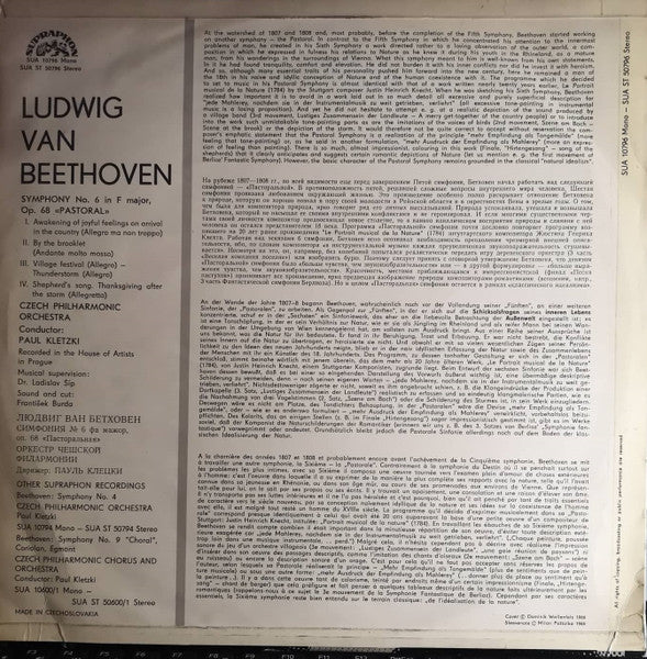 Ludwig van Beethoven - The Czech Philharmonic Orchestra, Paul Kletzki : Symphony No. 6 Pastoral (LP, Album, Mono)