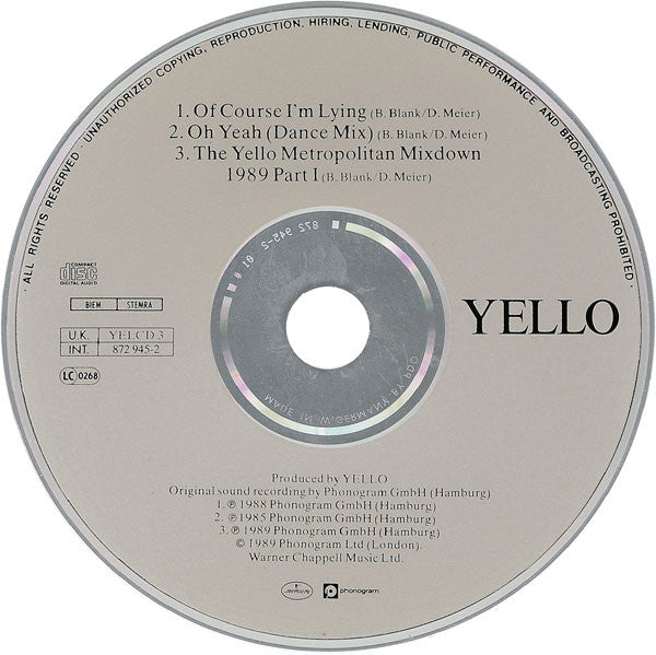 Yello : Of Course I'm Lying (CD, Single)